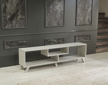 FurnisHome Store Parma Mid Century Modern Tv Stand Open Shelving Entertainment Centre 67 inch Tv Unit, Grey - as pic