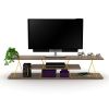 FurnisHome Store Tars Mid Century Modern Tv Stand 4 Shelves Open Storage Metal Cords Entertainment Centre 56 inch Low Tv Unit, Walnut/Yellow - as pic