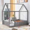 (Slats are not included)Full Size Wood Bed House Bed Frame with Fence, for Kids, Teens, Girls, Boys (Gray )(OLD SKU:WF281294AAE) - as pic