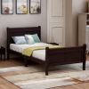Wood Platform Bed Twin Bed Frame Mattress Foundation Sleigh Bed with Headboard/Footboard/Wood Slat Support - as pic