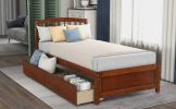Twin Platform Storage Bed Wood Bed Frame with Two Drawers and Headboard, Walnut(Previous SKU: SF000062DAA) - as pic