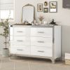 Elegant High Gloss Dresser with Metal Handle,Mirrored Storage Cabinet with 6 Drawers for Bedroom,Living Room - White - MDF