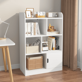 Kids Bookcase, Bookshelf with 6 Compartments, Freestanding Shelves and Cube Organizer, for Bedroom Living Room Office Closet School - White - MDF