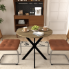 31.5 Inch Round Dining Table, Small Circle Kitchen Table with Metal Black Legs for 2-4 people,Modern Dining Room Table - Rustic Brown - MDF