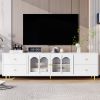 70.9" Modern TV Stand for TVs up to 75 Inches,Entertainment Center with Glass Door,4 Drawers and 2 Cabinets- White