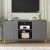 Modern TV Stand for TVs up to 55 Inches,Entertainment Center Media Console,Adjustable Shelf,Metal Legs- Gray - MDF