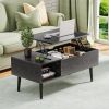 Lift Top Coffee Tables For Living Room 39.37"x19.7" Desk Tea Wood Dining Tables Adjustable Storage Shelf Easy Lift Or Lower - black