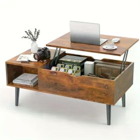 Lift Top Coffee Tables For Living Room 39.37"x19.7" Desk Tea Wood Dining Tables Adjustable Storage Shelf Easy Lift Or Lower - Chocolate