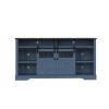 Farmhouse TV Stand with Sliding Barn Door & Drawer, 75" Rustic Entertainment Center for TVs up to 75" - Blue