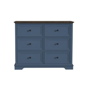 6 DrawersTall Dresser for Bedroom Vertical Storage Tower  Wood Top Closets - Blue