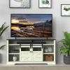 Farmhouse TV Stand with Sliding Barn Door & Drawer, 75" Rustic Entertainment Center for TVs up to 75" - Cream