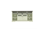 Farmhouse TV Stand with Sliding Barn Door & Drawer, 75" Rustic Entertainment Center for TVs up to 75" - Cream