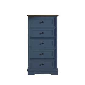 Tall Dresser for Bedroom with 5 Drawers for Closet, Chest of Drawers with Metal Handle - Blue
