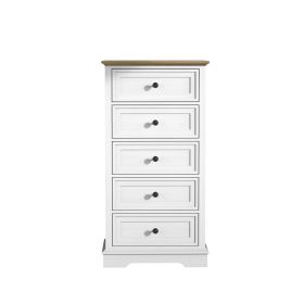 Tall Dresser for Bedroom with 5 Drawers for Closet, Chest of Drawers with Metal Handle - White