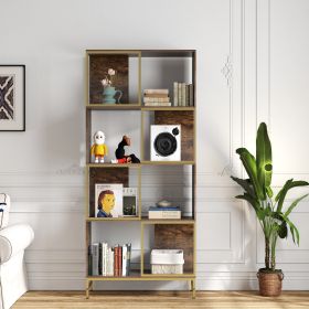 4-Tier Industrial Bookcase, Rustic Wood and Metal Frame, Asymmetrical Shelf Design, Display Storage Shelf
