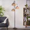 Boho Rattan Floor Lamp - Standing Lamps for Living Room  Dimmable Floor Lamp with Cage Shade, Industrial Farmhouse Floor Lamps- 65.7"