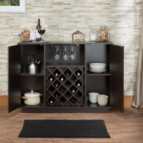 Espresso 2-Door Wine Cabinet with Stemware Rack - as Pic