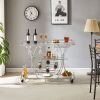 Electroplated Glass Bar Cart, With Wine Rack And Glass Holder, For Kitchen, Serving, Hotel Silver - as picture