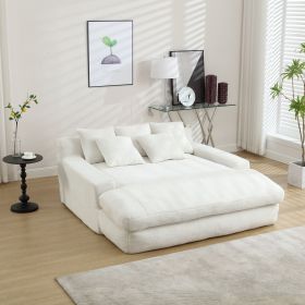 COOLMORE Chenille 2-seater lazy sofa With 5 back pillows,Comfy Sofa- Deep Seat Couch for Living Room,Club (White) - as Pic