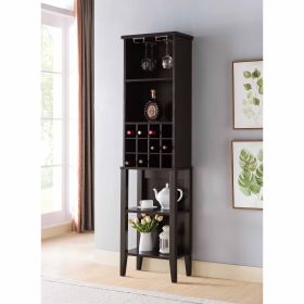 Wooden Wine bottle rack Metal wine glass rack Four shelves Red Cocoa color Espresso - as Pic