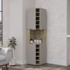 Obregon Corner Bar Cabinet, Ten Built-in Wine Rack, Single Door Macadamia / Taupe - as Pic