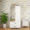 Large Armoire Wardrobe Closet with 2 Doors Hanging Rods 2 Drawers and Mirror, 31.5" W x 20.3" D x 74.2 "H