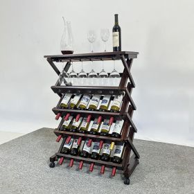 26 Bottles Freestanding wine rack,Wine Storage Rack, Freestanding Display Rack for Kitchen, Pantry, Cellar,walnut - as Pic