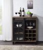 Rustic Oak and Black Wine Cabinet with Door - as Pic