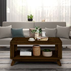 Rectangular Wood Coffee Table for Living Room, 41.5-Inch Coffee Table with Solid Wood Legs, Walnut - as Pic