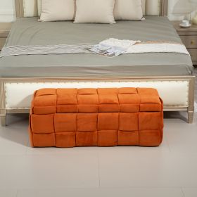 COOLMORE Storage Ottoman,Bedroom End Bench,Upholstered Fabric Storage Ottoman, Orange