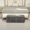 COOLMORE Storage Ottoman,Bedroom End Bench,Upholstered Fabric Storage Ottoman with Safety Hinge, Entryway Padded Footstool (Gray)