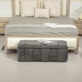 COOLMORE Storage Ottoman,Bedroom End Bench,Upholstered Fabric Storage Ottoman with Safety Hinge, Entryway Padded Footstool (Gray)