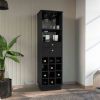 Classic Bar Cabinet, Two Drawers, Twelve Built-in Wine Rack-Black - as Pic