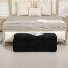 COOLMORE Upholstered Fabric Storage Ottoman with Safety Hinge, Entryway Padded Footstool, Ottoman Bench for Living Room & Bedroom (Black) - as Pic