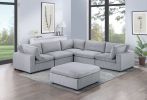 Dark Gray Color 6pc Modular Sectional Set Corduroy Upholstery Couch 3x Corner wedge 2x Armless Chairs 1x Ottoman Living Room Furniture - as Pic
