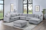 Dark Gray Color 8pc Modular Sectional Set Corduroy Upholstery Couch 3x Corner wedge 3x Armless Chairs 2x Ottomans Living Room Furniture - as Pic