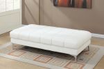 White Bonded Leather Extra large Ottoman Metal Legs 1pc Ottoman Living Room - as Pic