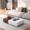 Modern style walnut coffee table with two storage spaces - as Pic