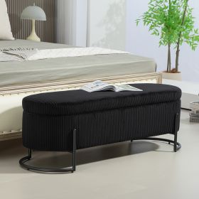 COOLMORE Storage Ottoman,Bedroom End Bench,Upholstered Fabric Storage Ottoman with Safety Hinge, Entryway Padded Footstool