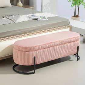COOLMORE Storage Ottoman,Bedroom End Bench,Upholstered Fabric Storage Ottoman with Safety Hinge (Pink) - as Pic