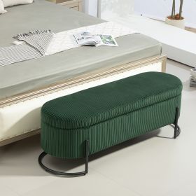 COOLMORE Storage Ottoman,Bedroom End Bench,Upholstered Fabric Storage Ottoman with Safety Hinge (Emerald) - as Pic