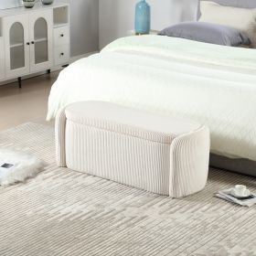 COOLMORE Storage Ottoman,Bedroom End Bench,Upholstered Fabric Storage Ottoman with Safety Hinge (Beige) - as Pic