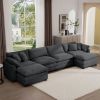 Corduroy Sofa , Modern Upholstered 4 Seater with 3 Footstools Corduroy Fabric Sofa , Office Living Room Apartment Comfortable Sofa