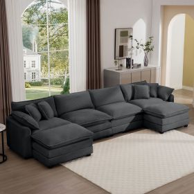 Corduroy Sofa , Modern Upholstered 4 Seater with 3 Footstools Corduroy Fabric Sofa , Office Living Room Apartment Comfortable Sofa