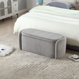 COOLMORE Storage Ottoman,Bedroom End Bench,Upholstered Fabric Storage Ottoman with Safety Hinge (Light Gray) - as Pic