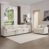 Mid-Century Modern Set of 2 Sofas with One 3-Seater Sofa and One Single Accent Chair, Light Beige Corduroy Fabric - as Pic