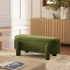 Hugo 49" Oval Fully Upholstered Storage Bench, Moss Green Boucle - as Pic