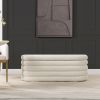Fuji 49" Upholstered Oval Storage Bench, Ivory White Boucle - as Pic