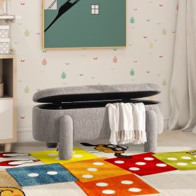 Hugo 49" Oval Fully Upholstered Storage Bench, Boucle - as Pic