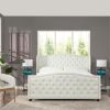 Marcella Upholstered Shelter Headboard Bed Set, King, Antique White Polyester - as Pic